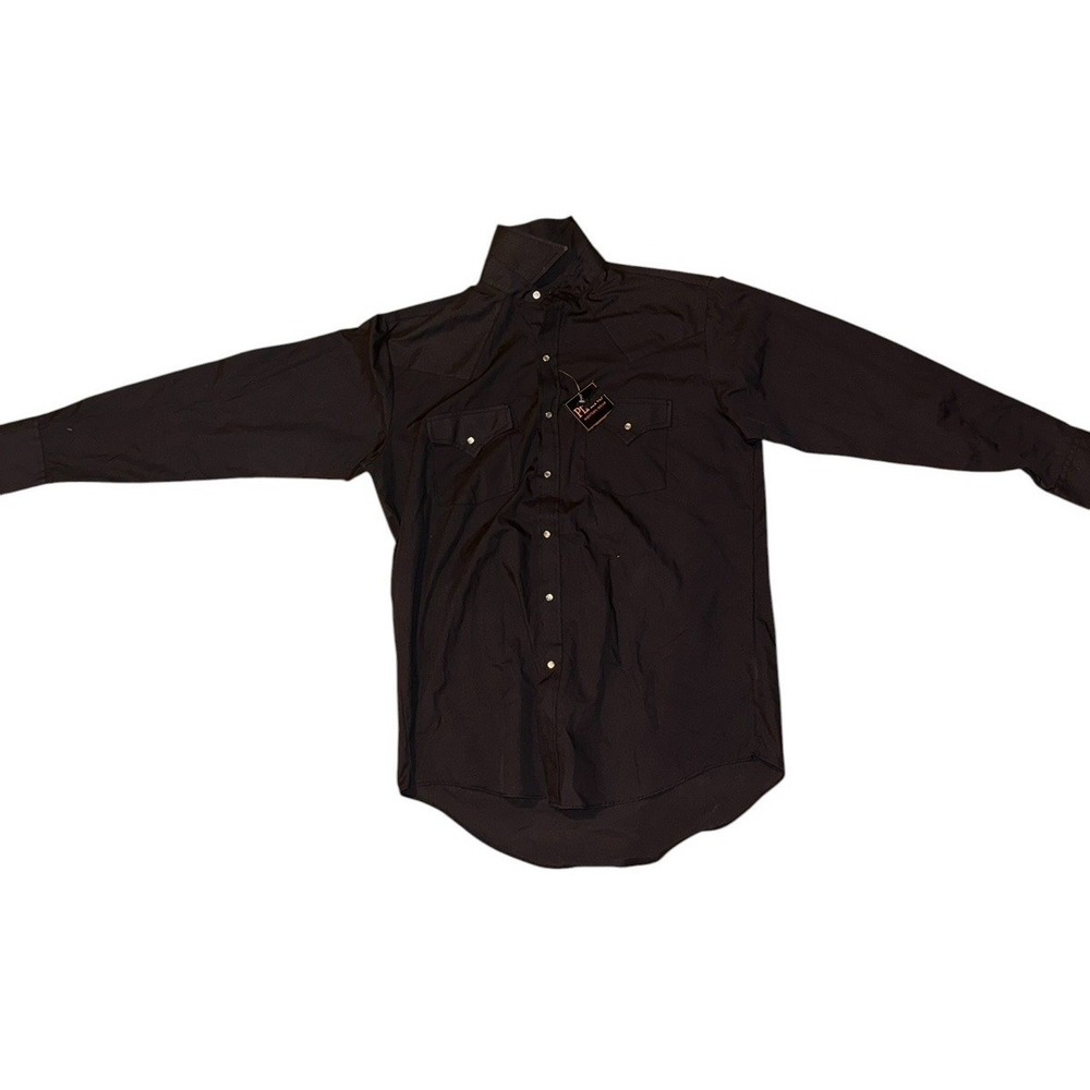 Plains Western Wear Men's Medium Black Pearl Snap Shirt Long Sleeve Cowboy NWT